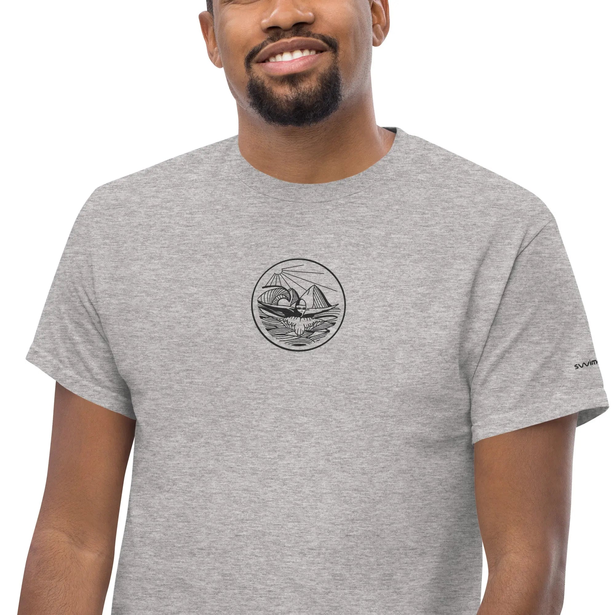 Designer Mountain Swimmer Graphic T-Shirt - Unisex Casual Tee for Men & Women | Perfect for Outdoor Adventures, Beach Trips, and Streetwear Fashion
