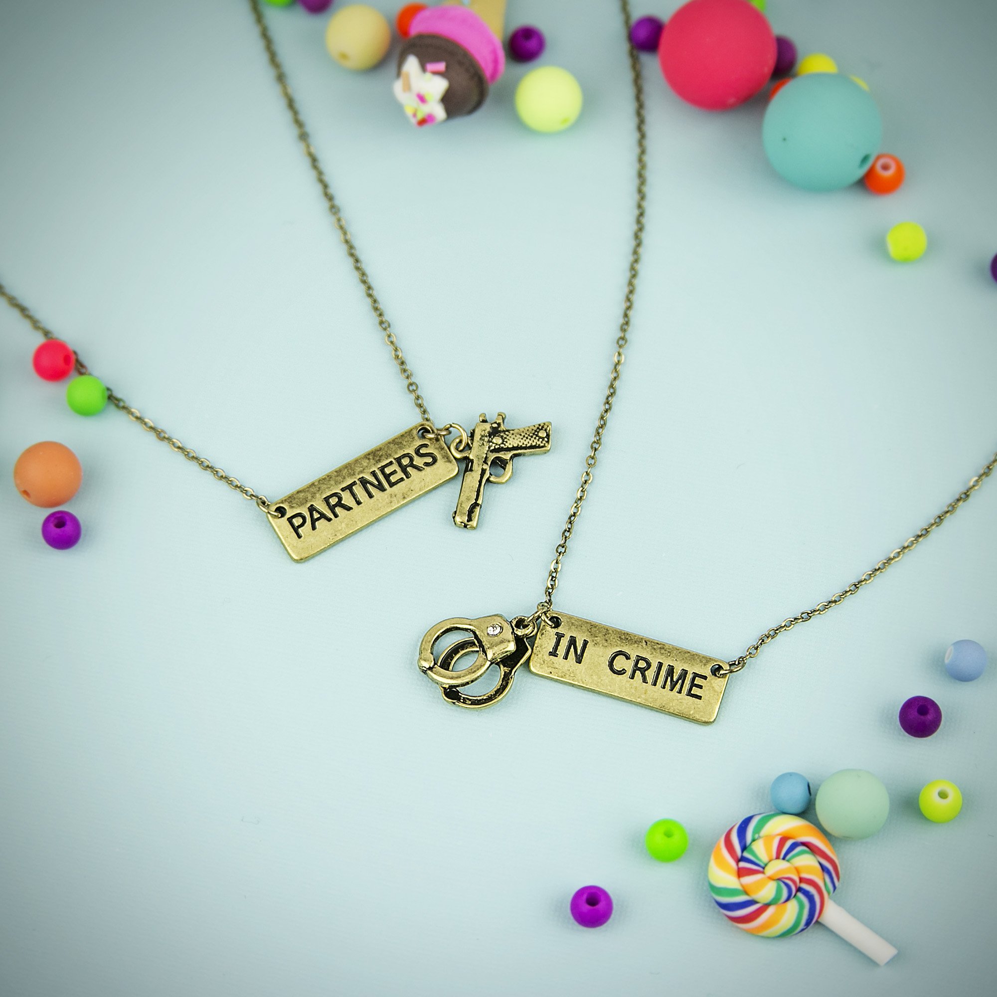 Best Friends Forever Matching Necklace Set - Handcuff BFF Jewelry for Couples & Besties