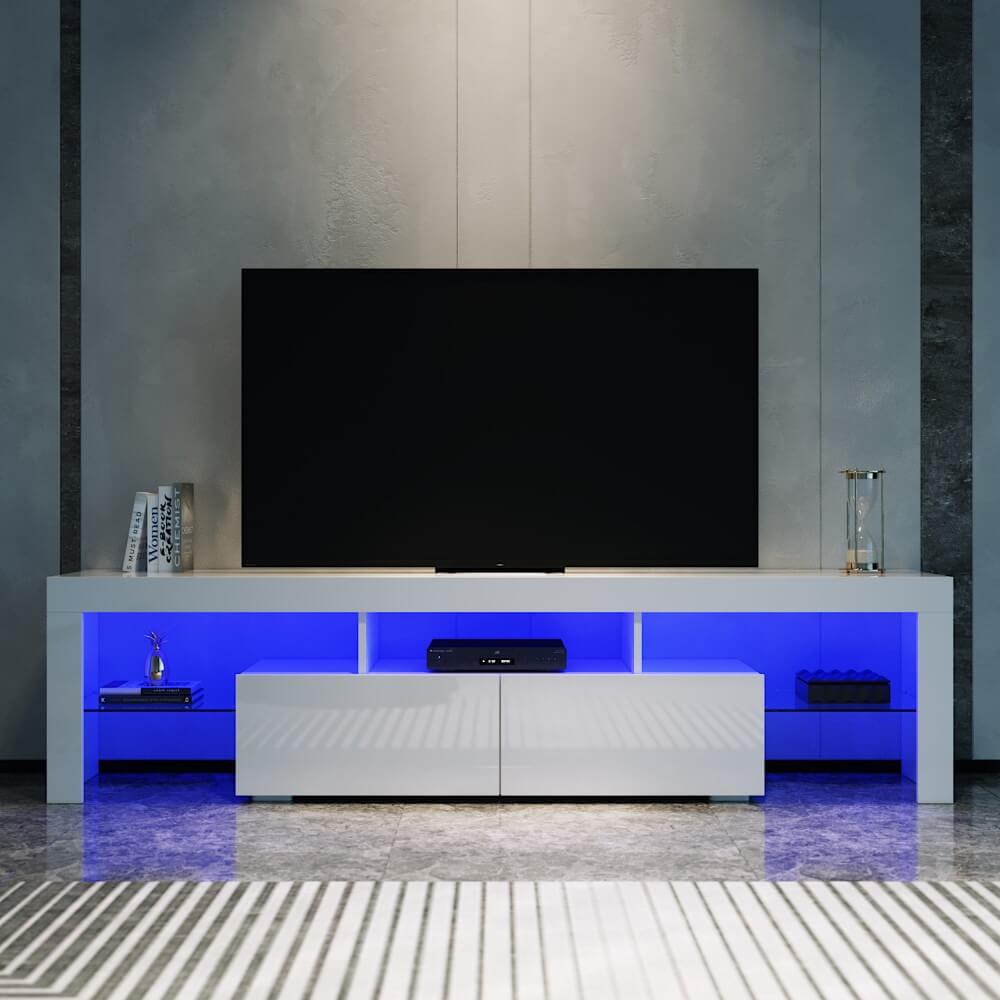 16 Colors LED TV Stand with Storage - 1800mm White Entertainment Unit for Living Room, Bedroom & Home Theater