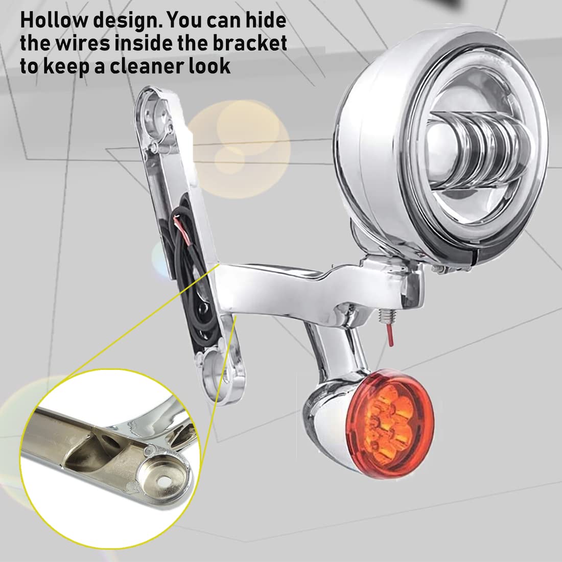 4.5 Inch LED Auxiliary Spotlight Fog Lights Kit with Housing Bracket - Chrome Bullet Turn Signal Lamps for Harley Touring Street Glide/Electra Glide/Road King - Perfect for Night Riding and Enhanced Visibility