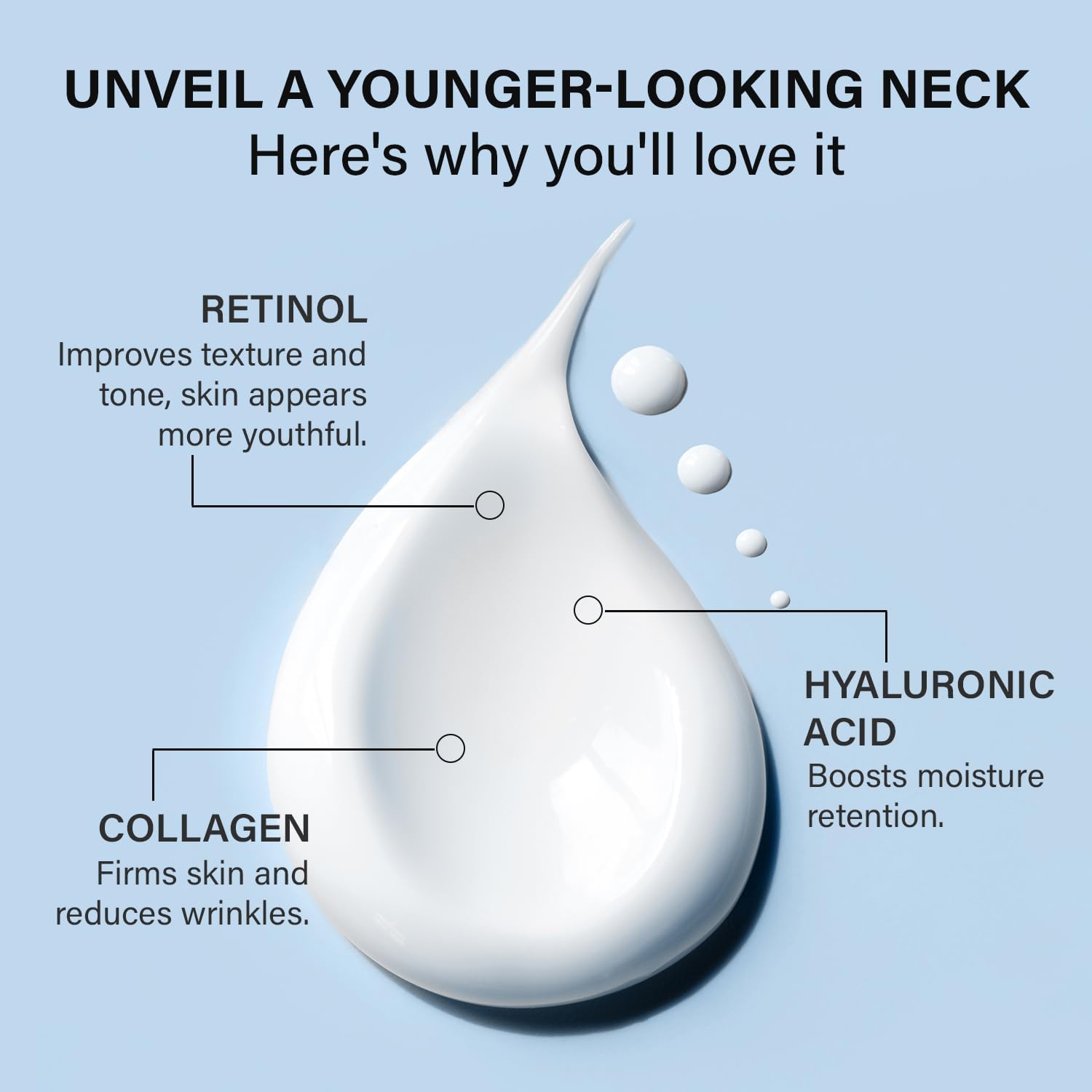 **Retinol Collagen & Hyaluronic Acid Neck Firming Cream – Anti-Aging Face Moisturizer for Wrinkles, Lifting & Hydration – Instant Face Lift Cream for Women | Use for Daily Skincare Routine & Nighttime Rejuvenation**