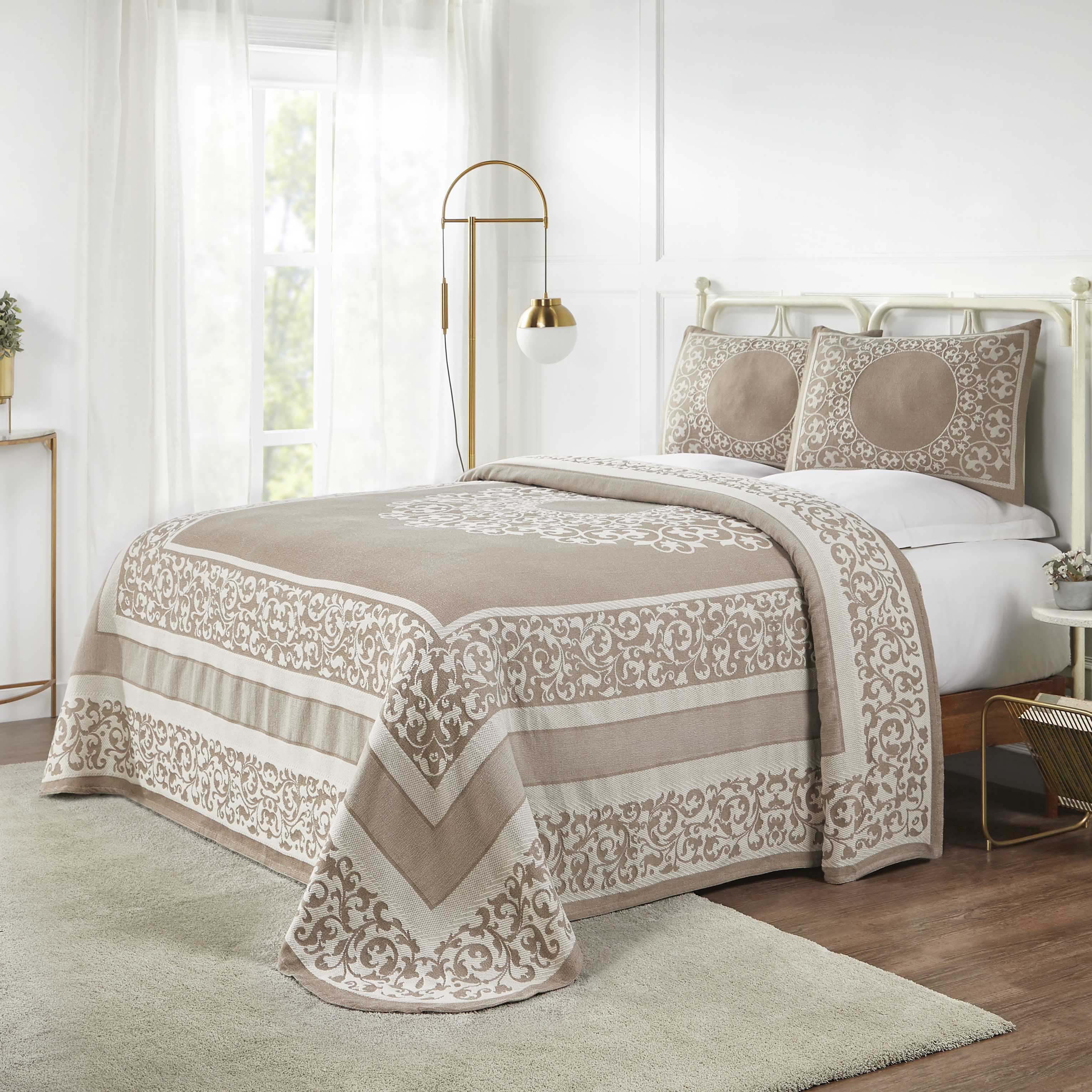 Boho Mandala Cotton Blend Woven Jacquard Bedspread Set - Queen Size, Soft & Breathable, Ethnic Home Decor for Bedroom, Living Room, Dorm or Yoga Studio