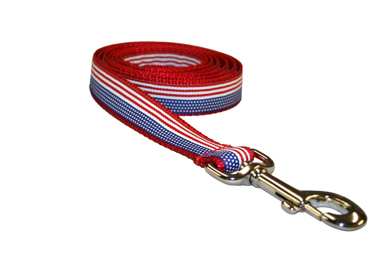 Large American Flag Dog Leash - 1 Inch Wide, 6 Feet Long - Durable Nylon Pet Leash Made in USA - Perfect for Walking, Training & Patriotic Events