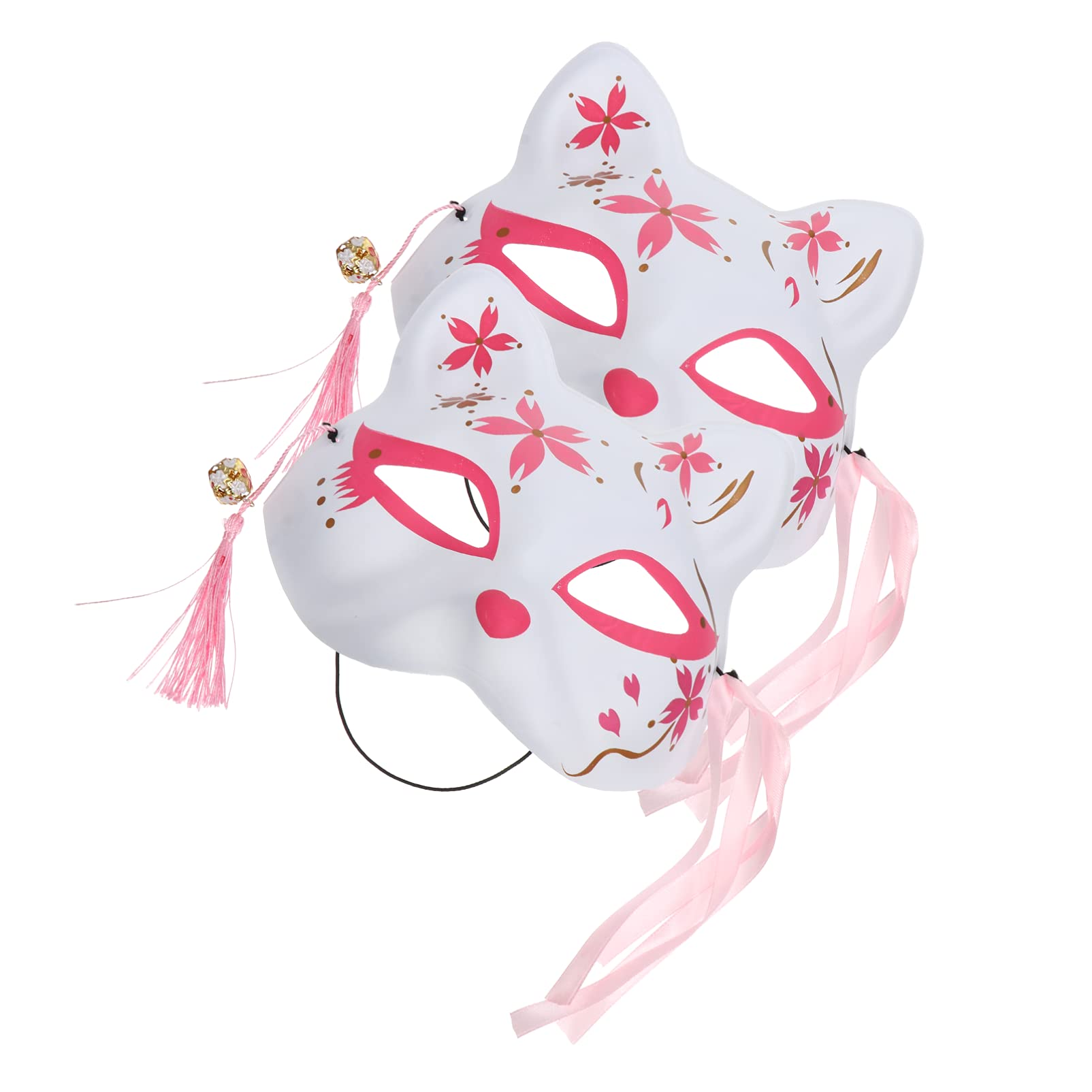 ABOOFAN 2-Piece Fox Mask Set for Women - Cat Face Cosplay Costume Accessories, Japanese Style Masquerade Party Masks for Halloween, Cosplay Events & Themed Parties