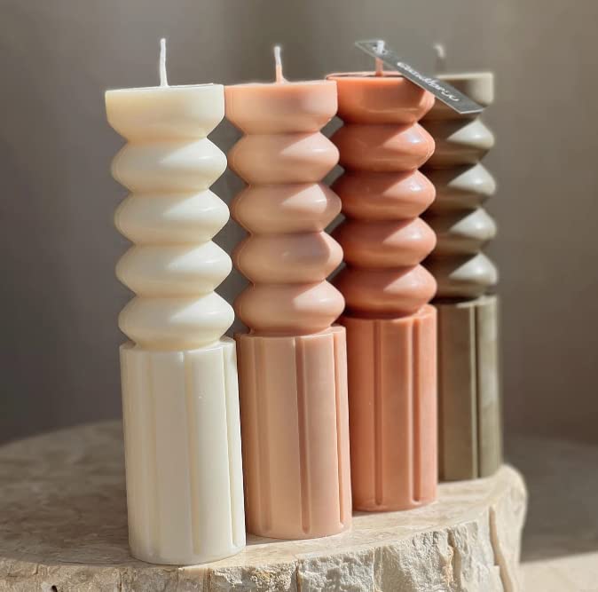 Abstract Geometric Striped Silicone Pillar Candle Mold - 6.1