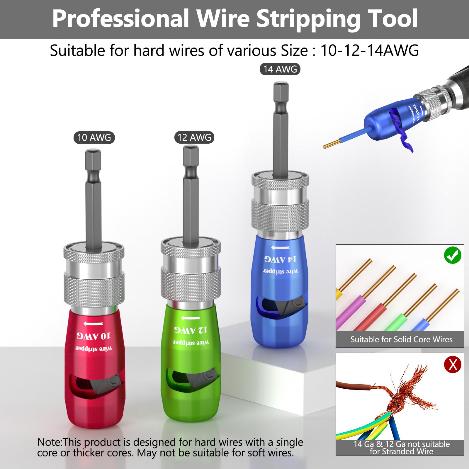 2025 Electric Wire Stripper for Drill - Professional Portable Electrician Tool Set with Quick Cable Stripping & Twisting Function | Ideal for Power Drills, Electrical Wiring & Connector Installation