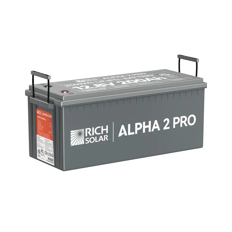 Rich Solar ALPHA 2 PRO 12V 200Ah LiFePO4 Lithium Iron Phosphate Deep Cycle Battery - Perfect for Solar Power Systems, RVs, Marine Applications & Off-Grid Energy Storage