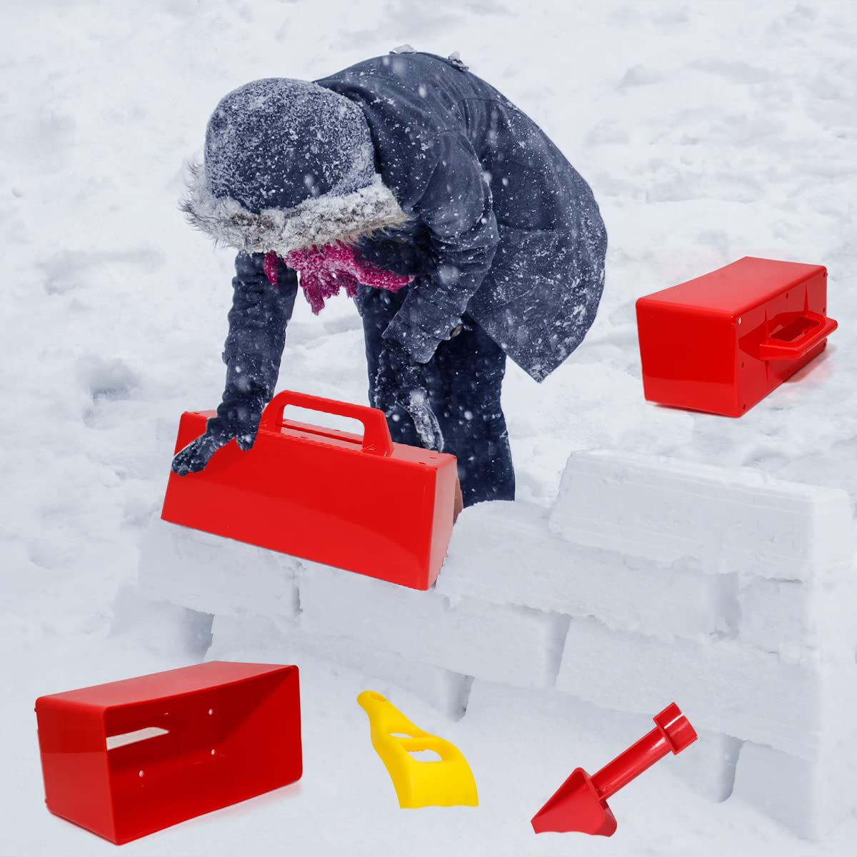 Holady Snow Fort Building Blocks & Sand Castle Mold Kit - 9-Piece Outdoor Winter & Summer Toys for Kids | Perfect for Snow Play, Beach Activities & Backyard Fun