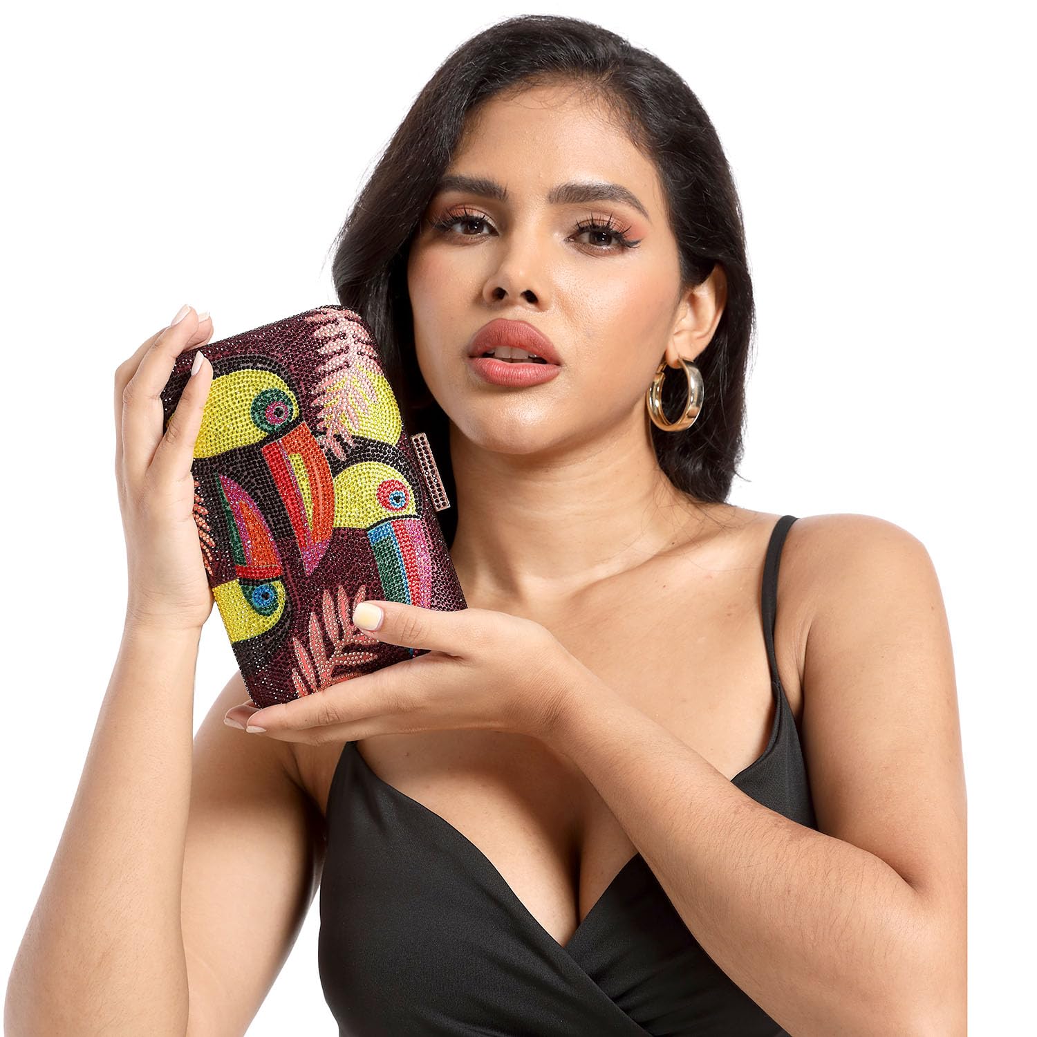 FGG Toucan Bird Crystal Clutch Purse for Women - Elegant Rhinestone Evening Bag & Party Clutch - Mini Handbag for Weddings, Galas & Special Occasions