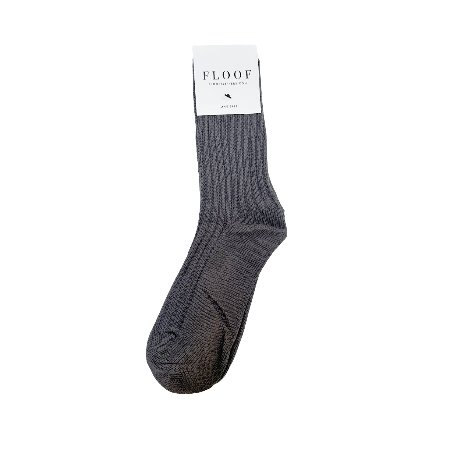 FLOOF Ribbed Tube Socks for Women & Men - Soft Grey Casual Crew Socks for Everyday Wear, Workout, and Home Comfort