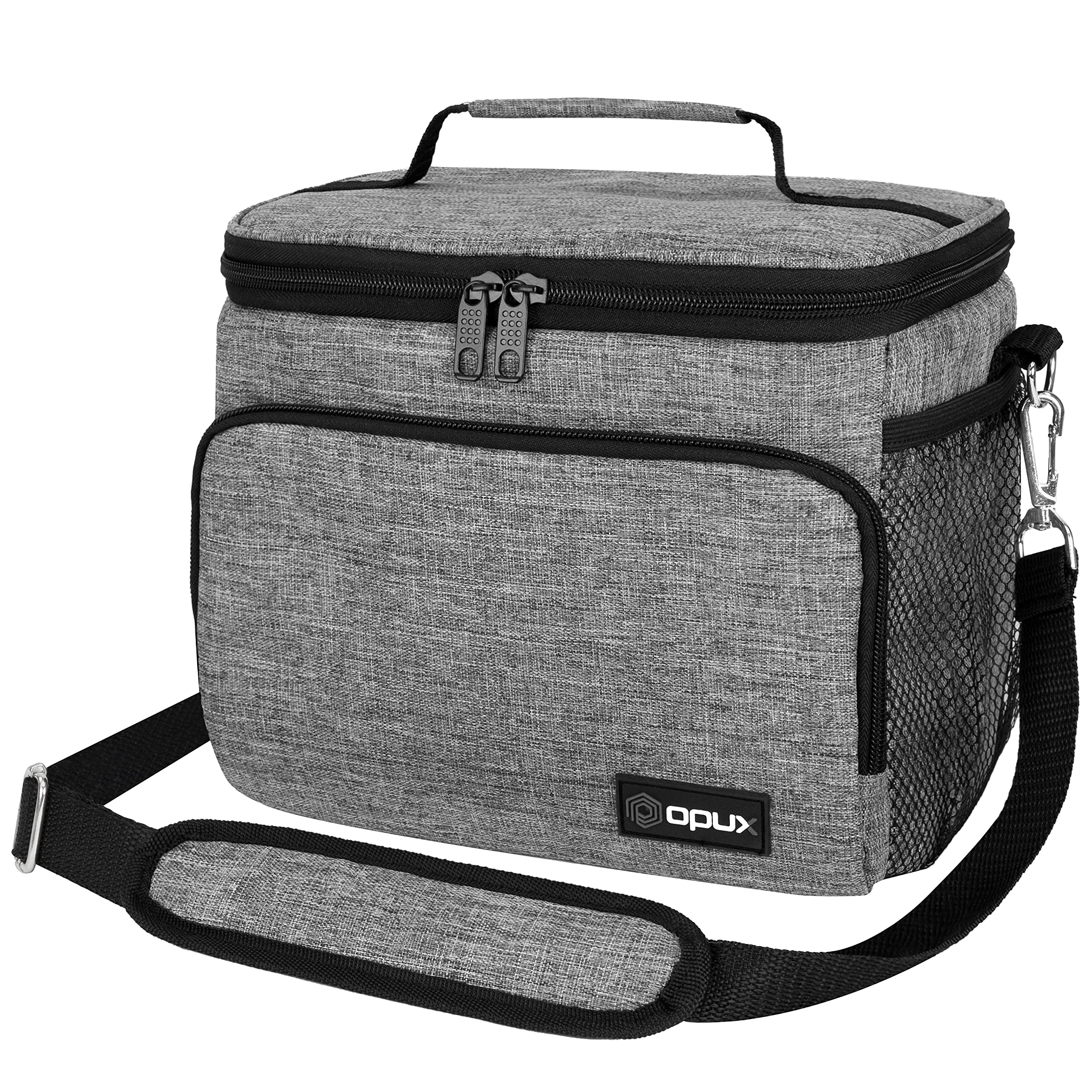 OPUX Insulated Lunch Bag for Men & Women - Leakproof Soft Lunch Box for Office, Work, School & Picnic - Shoulder Strap Lunch Cooler Bag for Kids, Adults, Boys & Girls - Medium Lunch Tote for Daily Use & Outdoor Activities (Heather Gray)