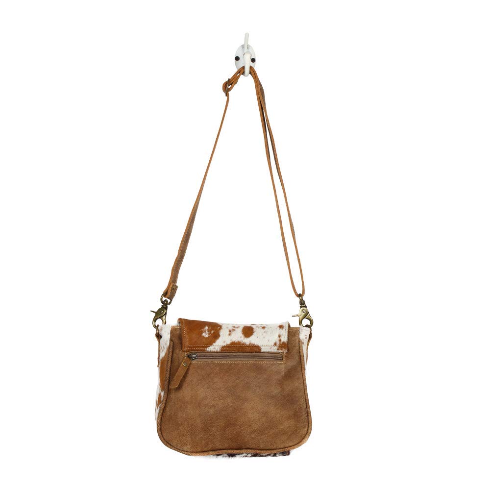 Myra Small Crossbody Bag - Genuine Cowhide & Leather Flap Over Purse for Women | Perfect for Everyday Use, Travel & Casual Outings