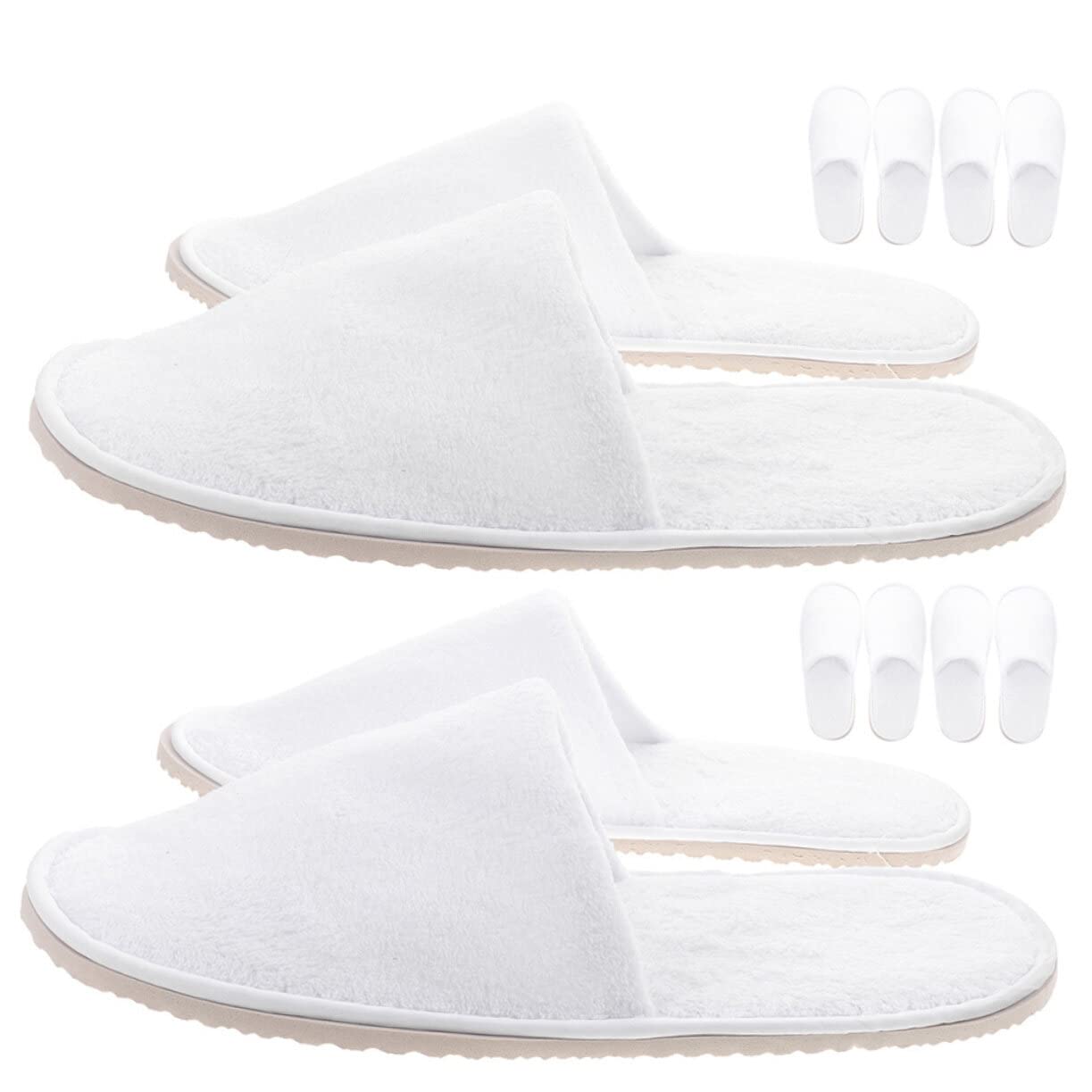 Healifty 12 Pairs Cozy Indoor Slippers for Men and Women - Non-Slip Ugg Style House Shoes with Closed Toe for Shower, Spa, Hotel & Home Use - Soft White Comfort Slippers for Guests and Family