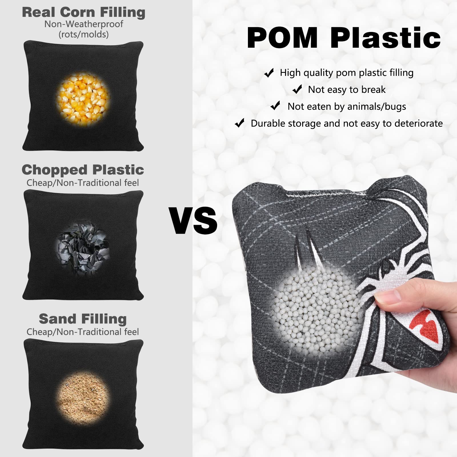 Premium Regulation Cornhole Bags Set of 4/8 - Professional Slick & Stick Bean Bags for Cornhole Game | Includes Storage Bag | Perfect for Backyard Parties, Tailgating & Outdoor Games