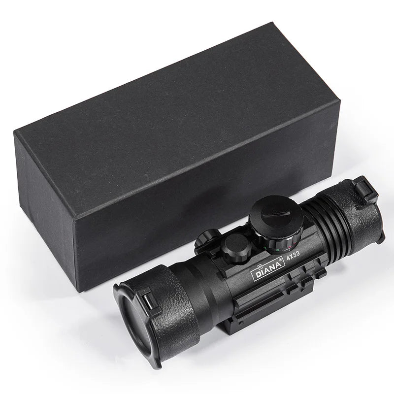 DIANA 4X33 Green & Red Dot Sight Scope - Tactical Rifle Scope for Hunting | Compatible with 11mm & 20mm Rails | Perfect for Outdoor Shooting & Target Practice