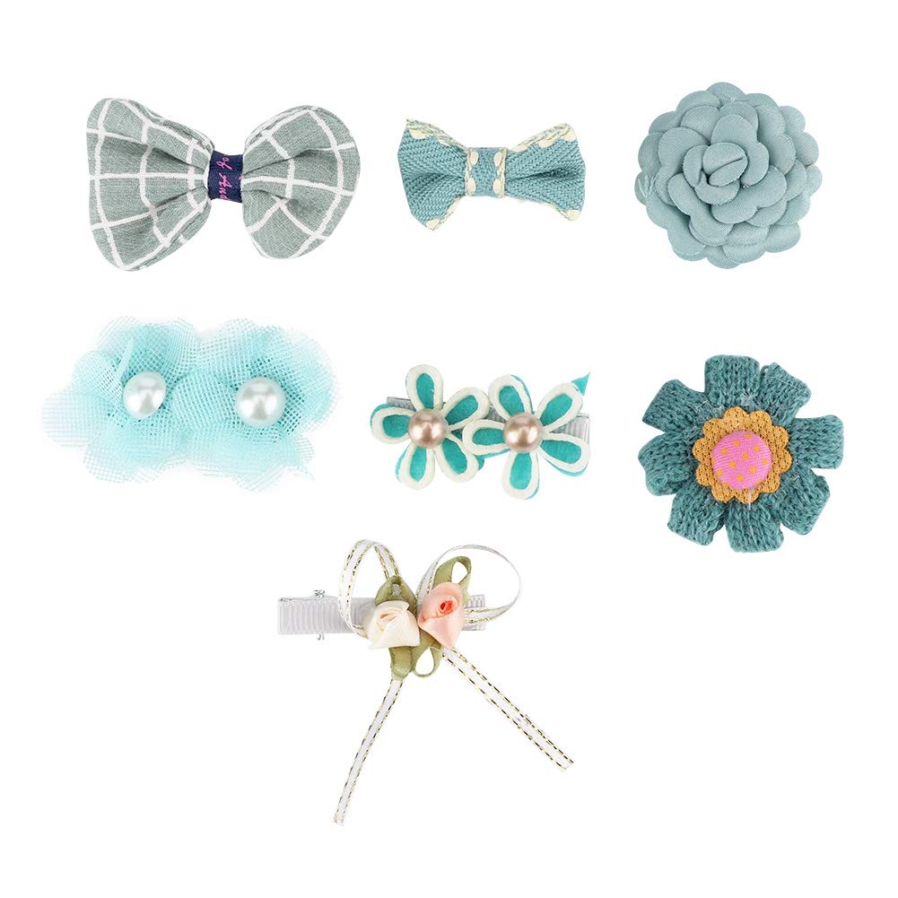 Jeanoko 7PCS Small Pet Hair Bows - Cute Puppy Dog Bowknot Hair Clips Headwear Grooming Accessories for Small Dogs & Cats | Perfect for Grooming, Parties & Photo Shoots