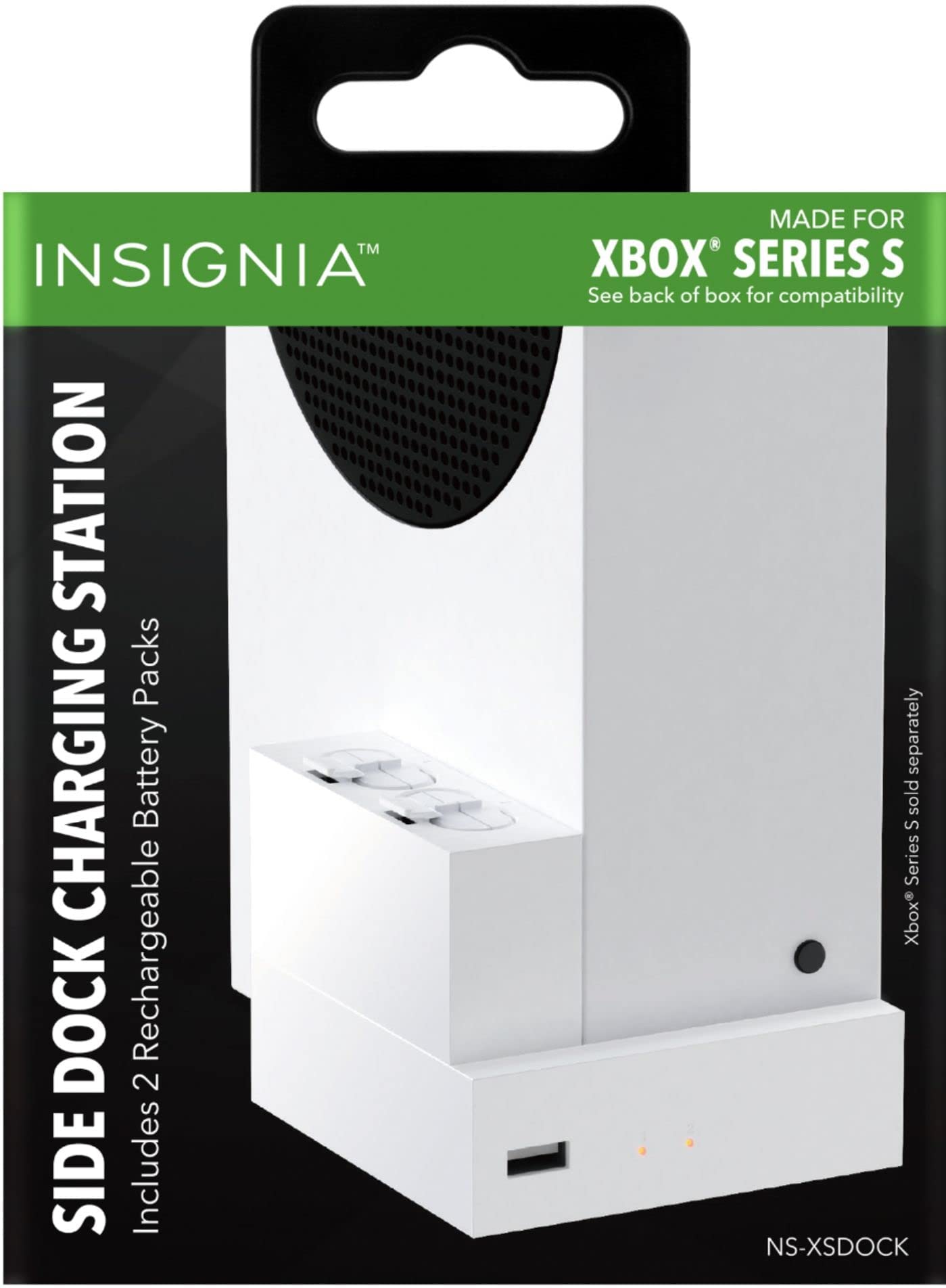 Insignia Side Dock Dual Battery Charger for Xbox Series S - White | Fast Charging Station for Xbox Controllers | Perfect for Gaming Sessions & Multiplayer Setups