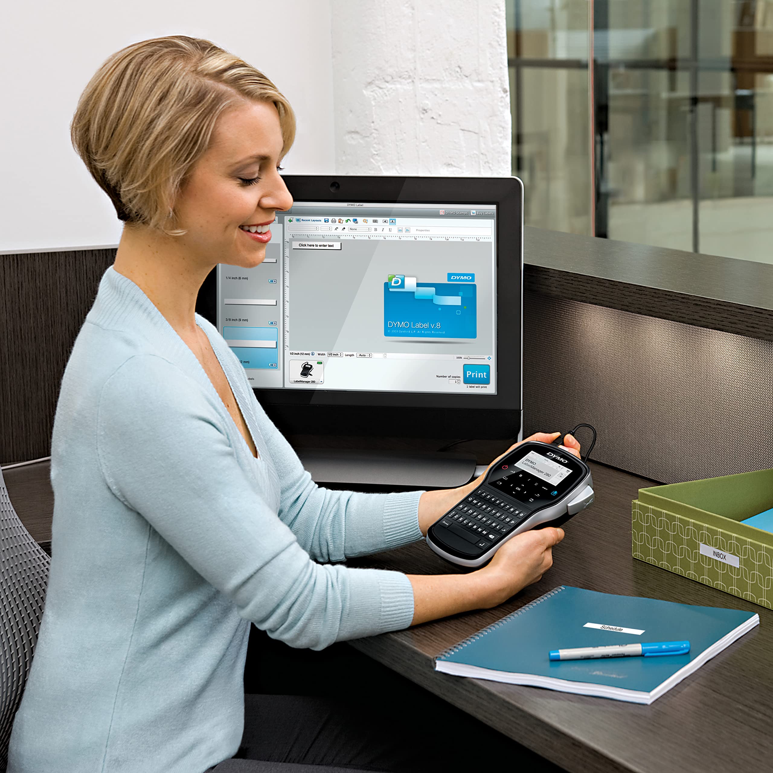 Dymo S0968960 Label Manager 280 Portable Label Maker with QWERTY Keyboard - Black (UK Plug Included) | Perfect for Office Organization, Shipping Labels & Home Storage