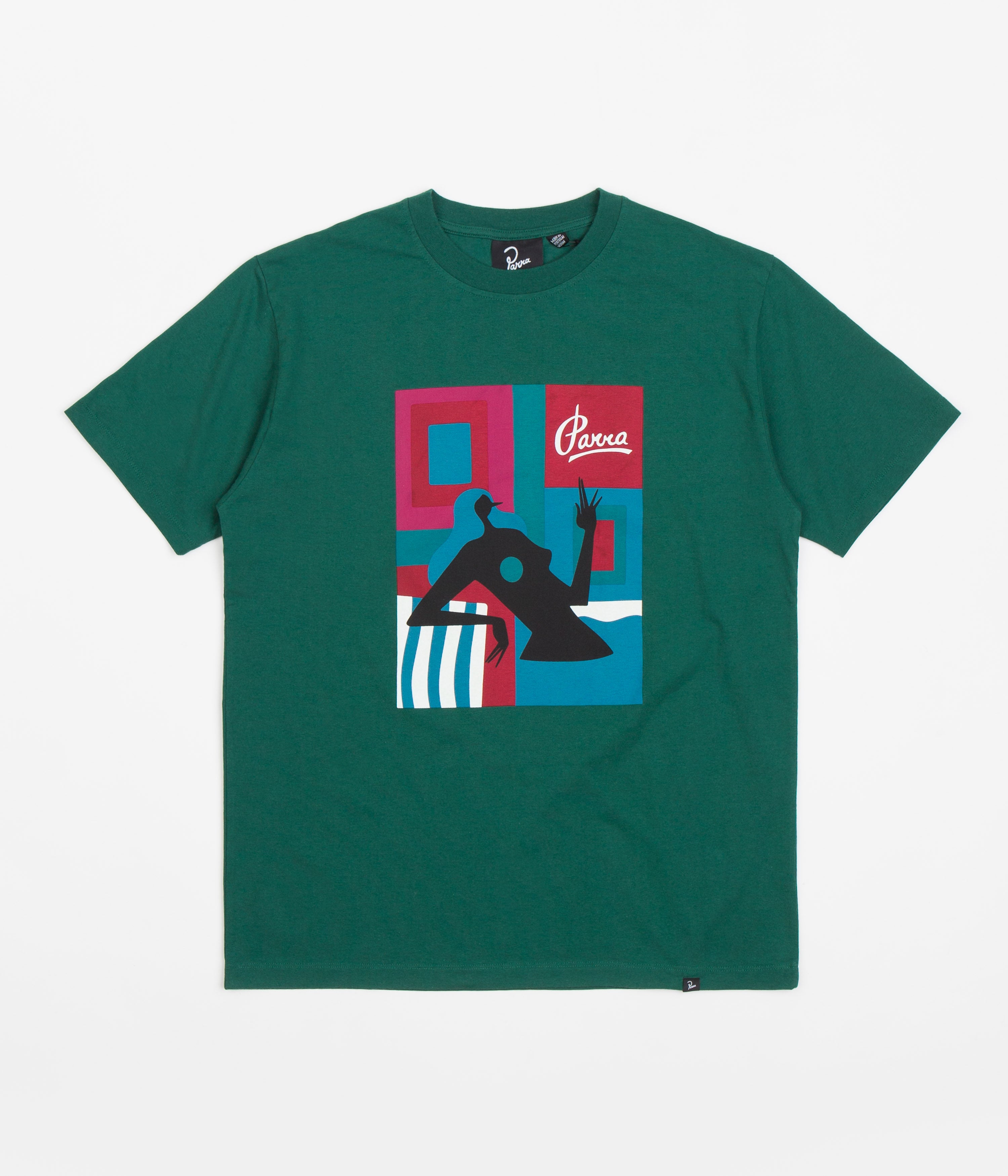 Parra Hot Springs T-Shirt for Men & Women | Soft Cotton Pine Green Tee | Casual Wear, Street Style, and Outdoor Activities