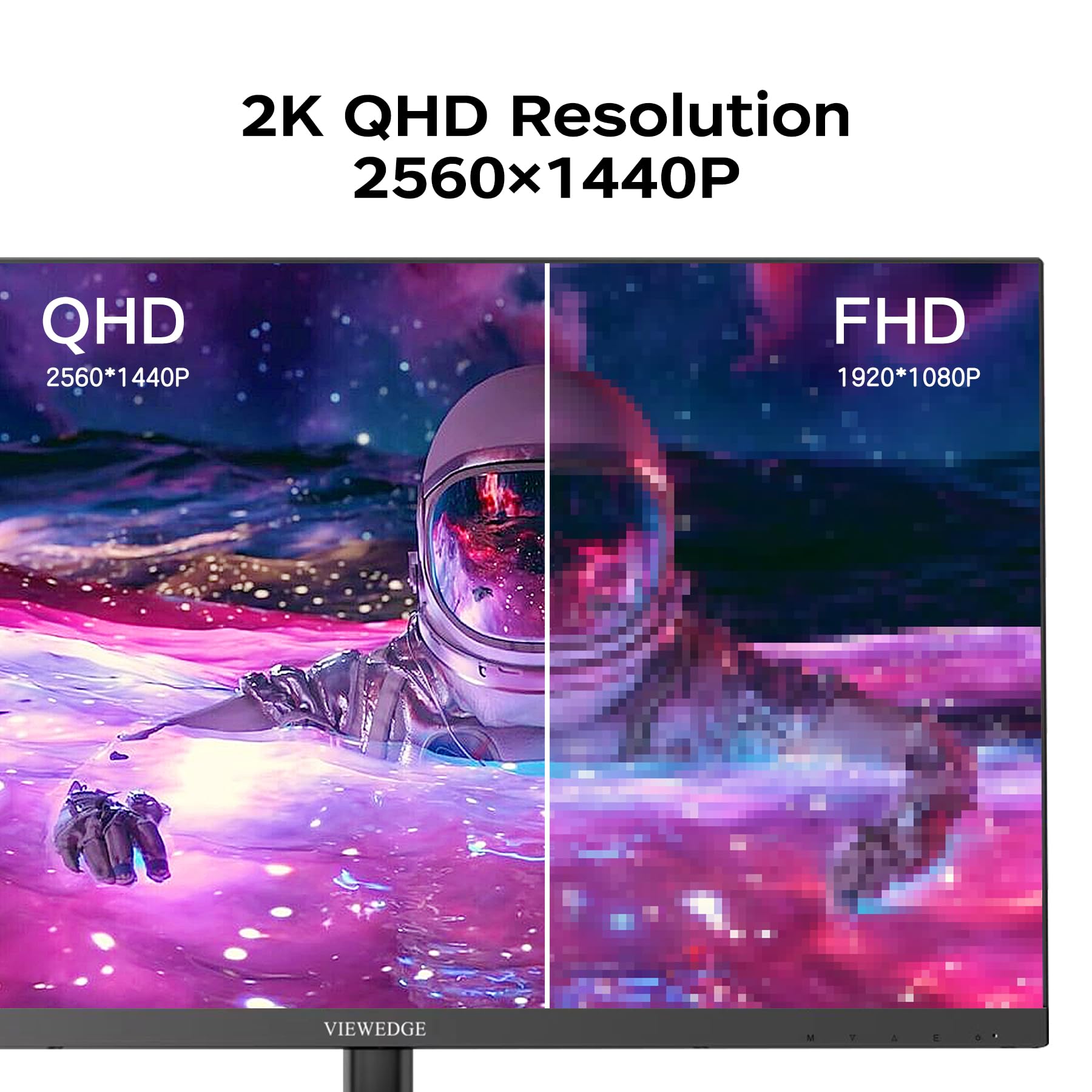 27 Inch 2K QHD Computer Monitor - 2560x1440 IPS Panel, 75Hz Refresh Rate, HDMI & DP Ports, VESA Wall Mountable, Eye Care Technology - Perfect for Home Office, Gaming, and Professional Workstations