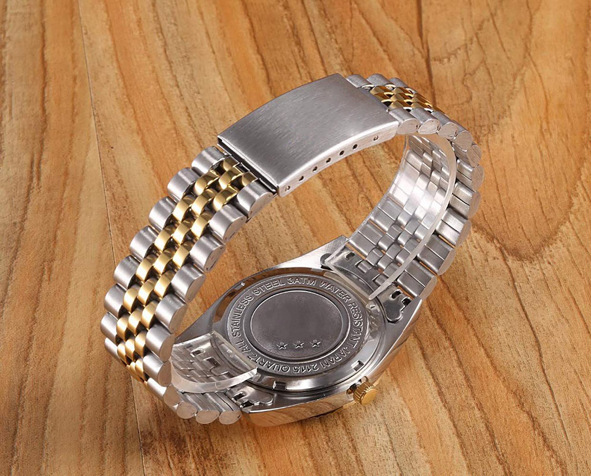 Reginald Women's Luxury Diamond Dial Quartz Watch - Stainless Steel Waterproof Date Display - Silver Gold Two Tone Green Wristwatch for Business, Party & Formal Occasions