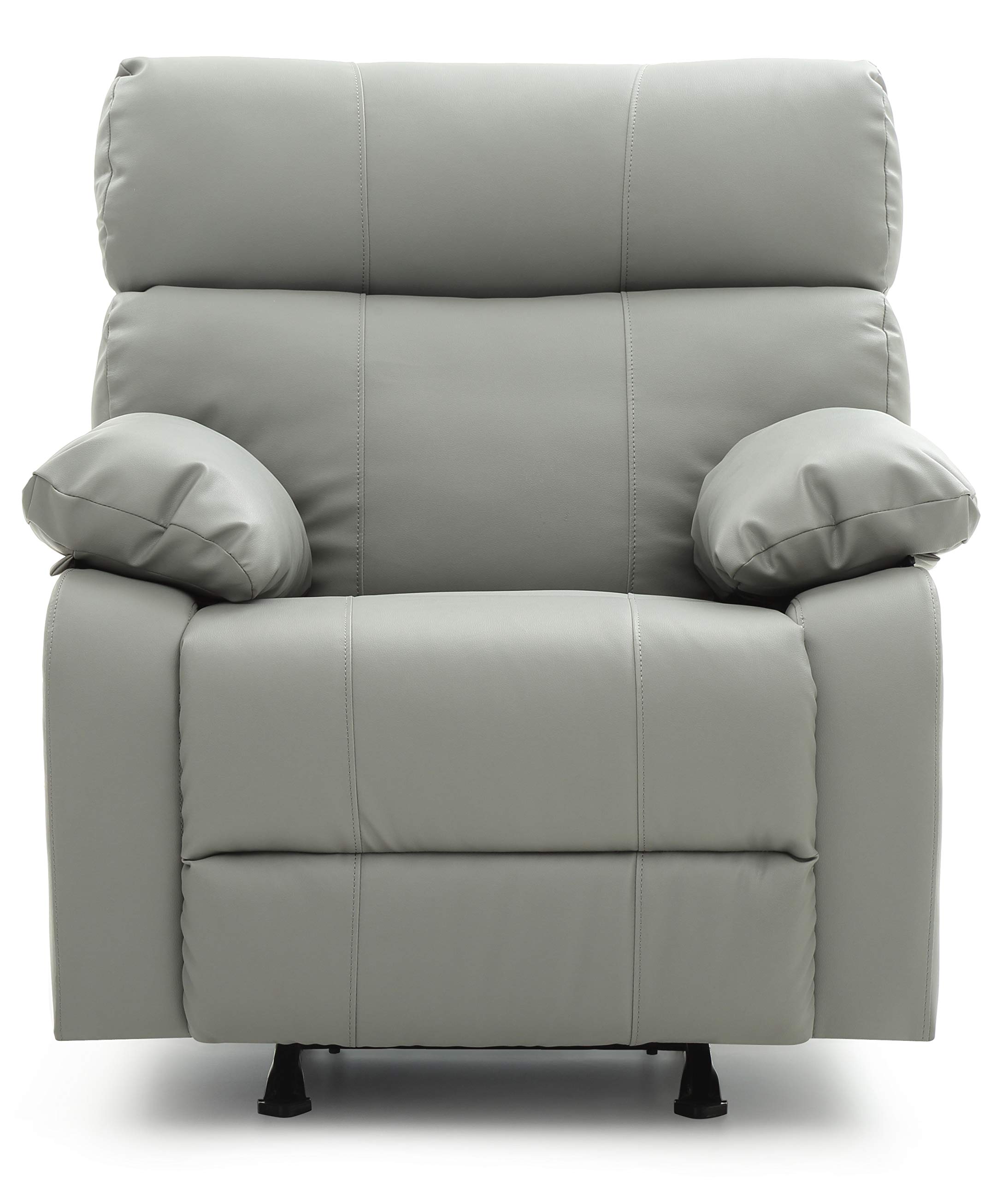 Glory Furniture Gray Faux Leather Rocker Recliner Chair - Comfortable Living Room Seating for Relaxing & Watching TV