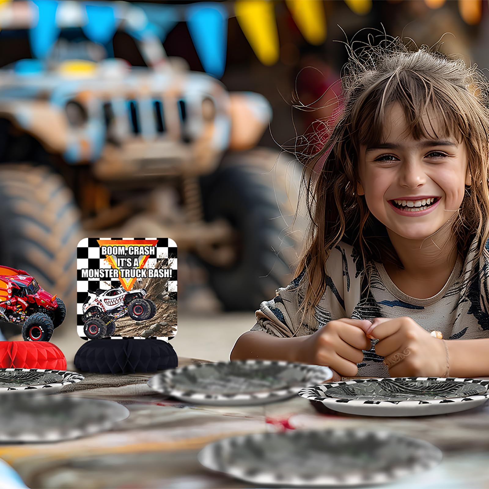 Monster Truck Party Decorations - Honeycomb Balloon Centerpieces for Kids Birthday & Baby Shower Table Decor | Perfect for Monster Truck Themed Parties, Baby Showers & Kids Room Decorations
