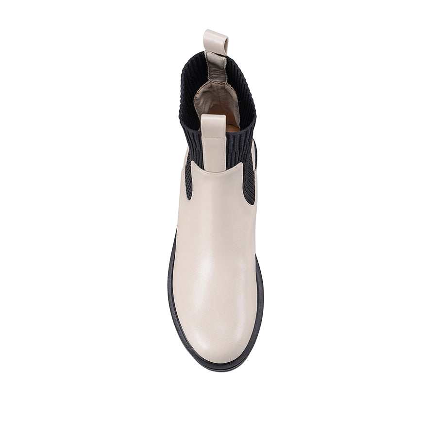 Moses Ankle Boots for Women - Comfortable Bone Smooth & Black Knit Booties - Perfect for Casual Outfits, Work, and Fall/Winter Fashion