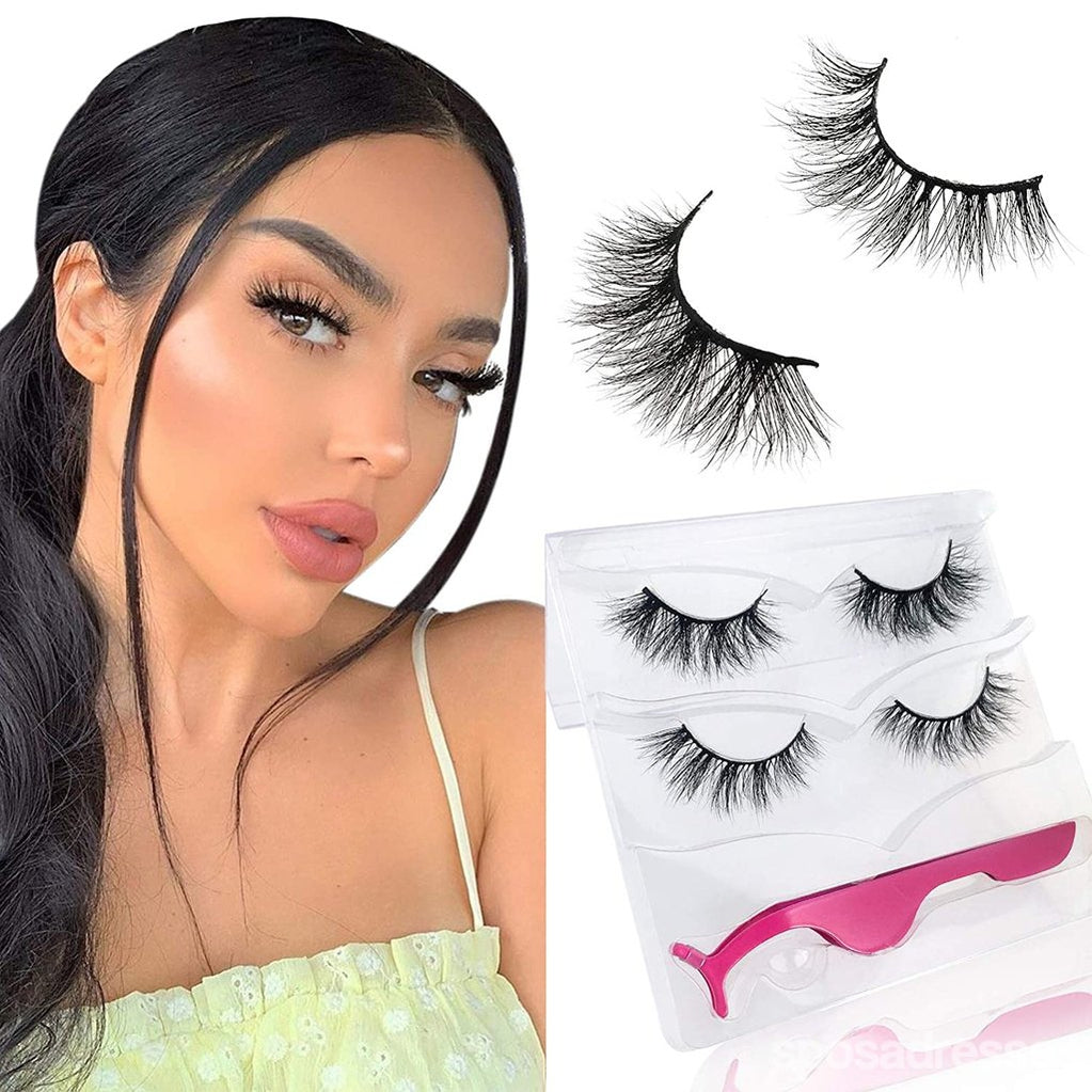 3D Mink Eyelashes - 2 Pairs Natural Fake Lashes for Volume & Length | Cruelty-Free, Reusable False Eyelashes for Daily Wear, Parties & Special Occasions