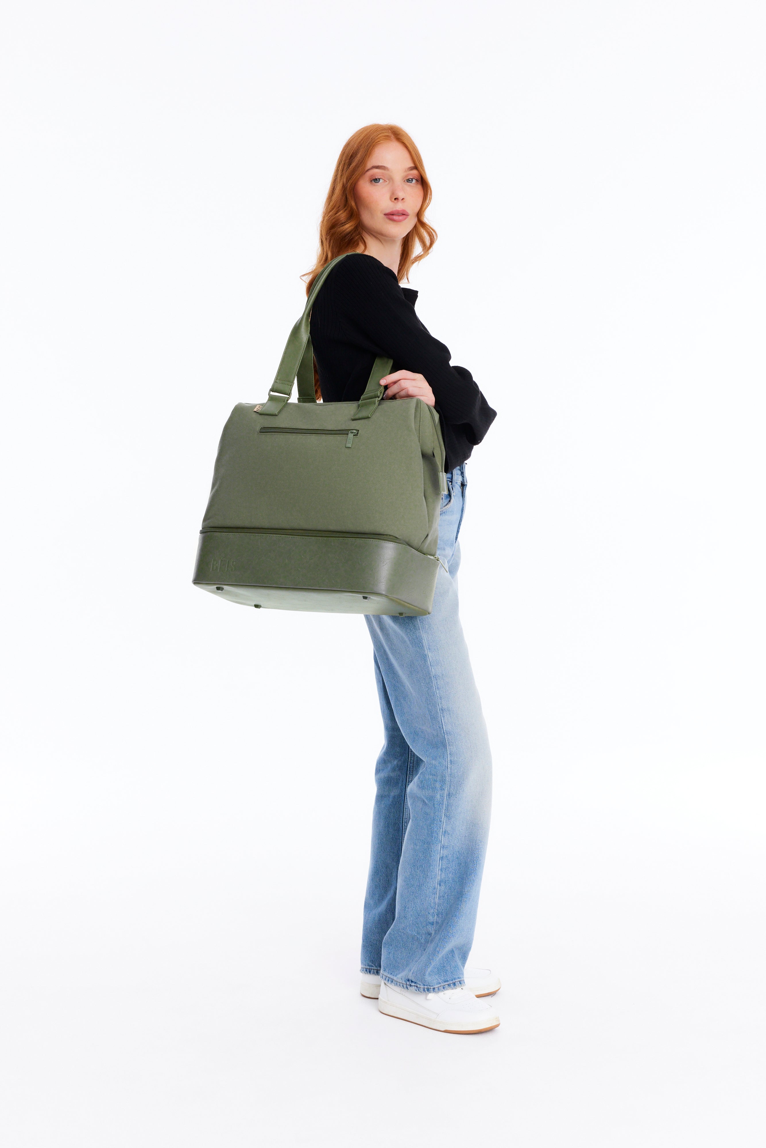 Mini Weekender Bag in Olive Green - Perfect for Travel, Gym & Weekend Getaways | Lightweight & Durable Carry-On Tote