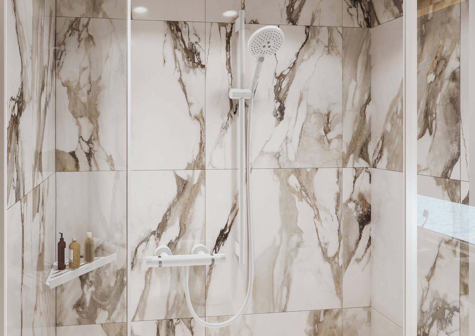 Hansgrohe AddStoris Corner Basket in Matte White - Space-Saving Bathroom Storage Solution for Shower Shelves, Bath Accessories, and Organizing Toiletries