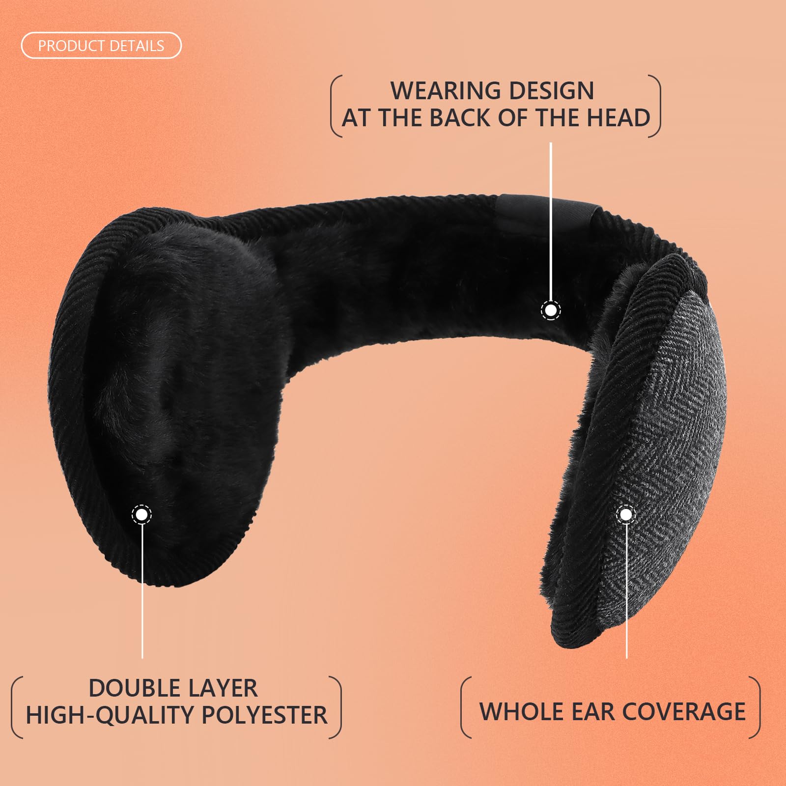 Warm Plush Foldable Ear Muffs for Adults - Lightweight Winter Ear Protection for Men & Women - Perfect for Outdoor Activities, Commuting, and Cold Weather Sports