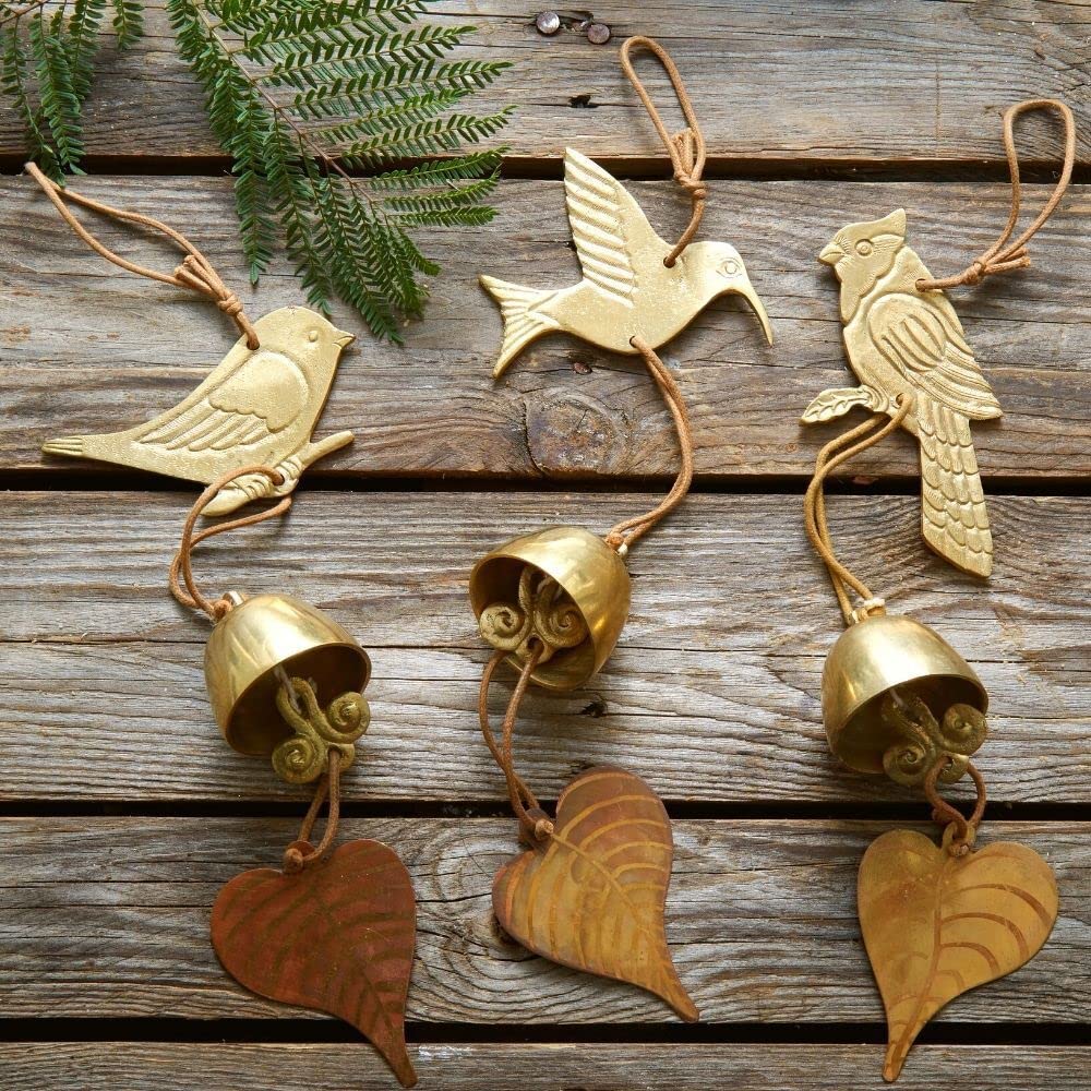 Authentic Tibetan Sand Cast Brass Wind Chime Set - Handcrafted Outdoor Garden Decor for Meditation & Relaxation | Perfect for Patio, Balcony & Zen Spaces
