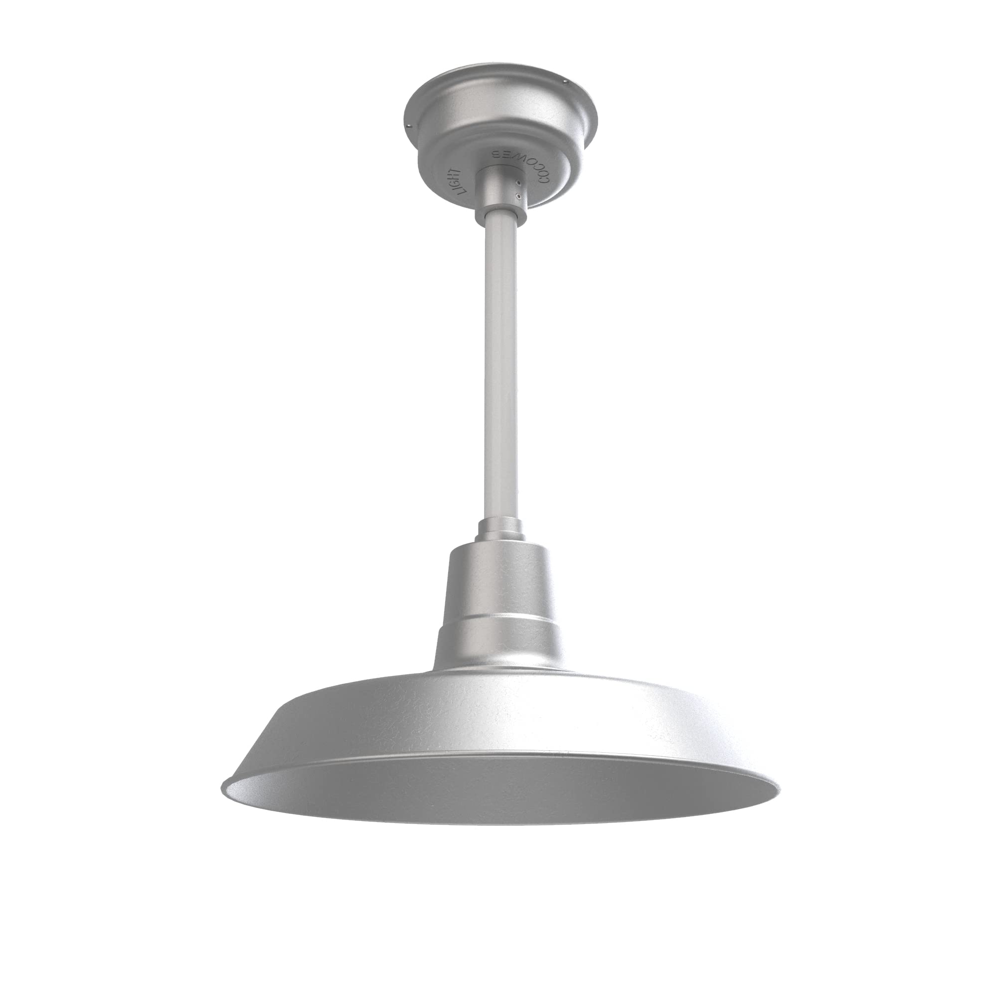 Cocoweb 16 Inch Vintage LED Barn Light Fixture - Galvanized Silver Finish with White Down Rod - Perfect for Farmhouse, Kitchen Island & Porch Lighting