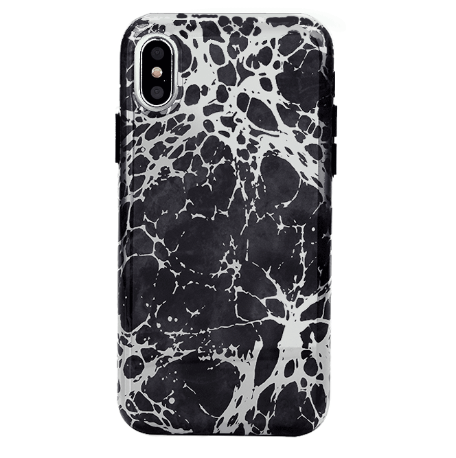 Black Marble Silver Chrome iPhone Case - Elegant & Durable Protective Cover for iPhone - Perfect for Work, Travel, and Everyday Use