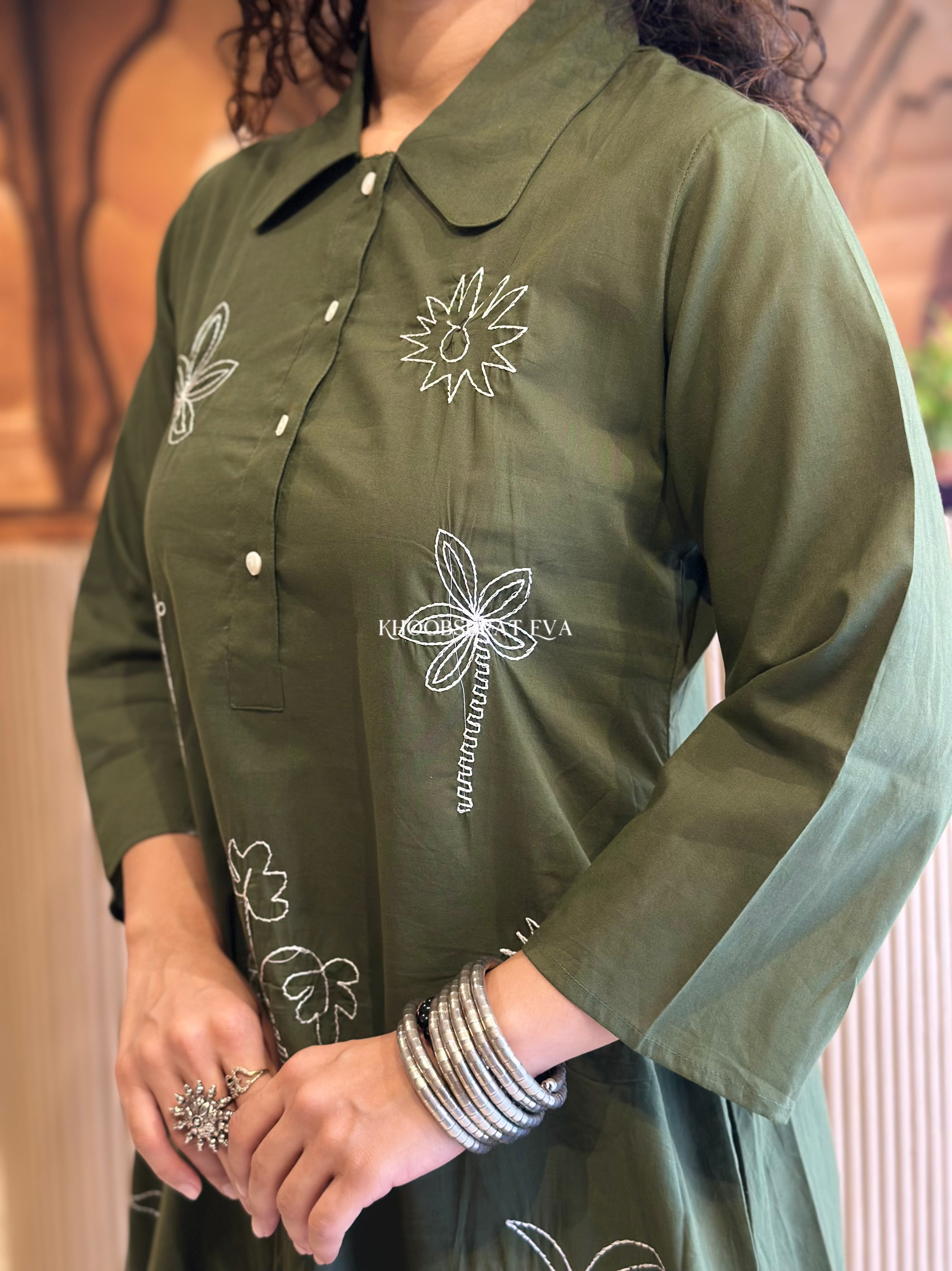 Queen Galaxy Olive Kurta Set for Women - Stylish Indian Ethnic Outfit for Festivals, Weddings & Casual Wear