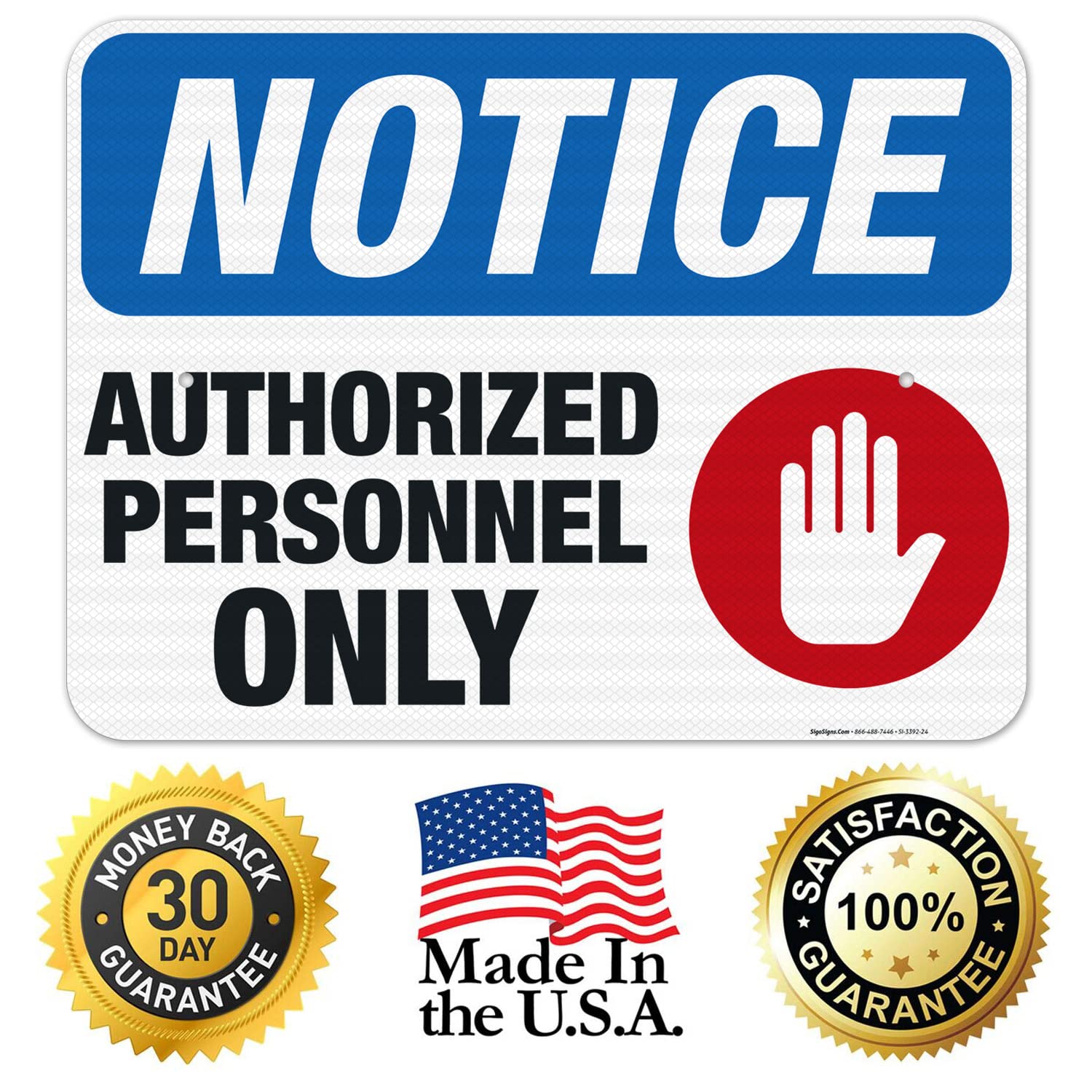 Authorized Personnel Only Red Warning Sign - OSHA Compliant 18x24 Inch Aluminum Sign with 3M EGP Reflective Surface | Durable .080 Thick Fade-Resistant Material for Indoor/Outdoor Use | Made in USA - Perfect for Construction Sites, Warehouses & Restricted Areas