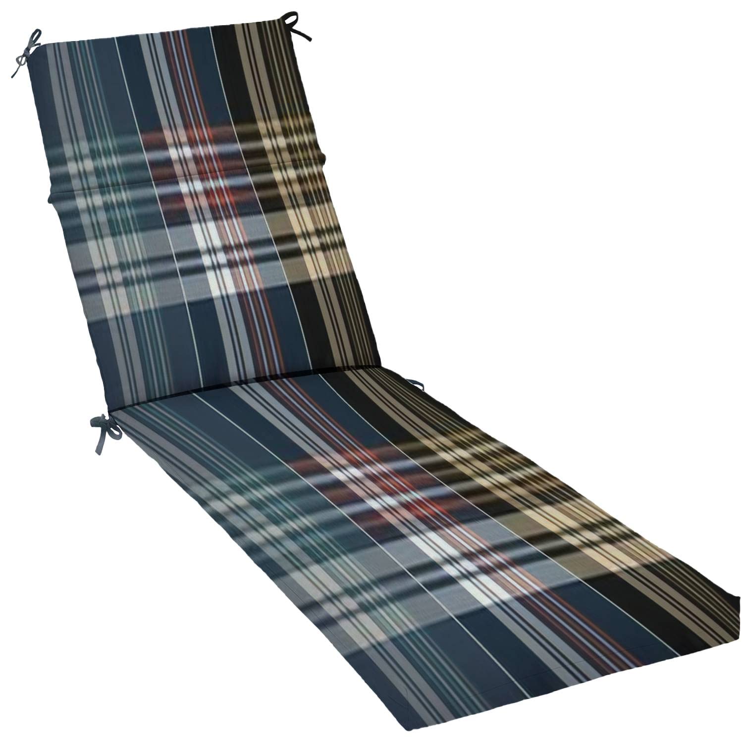 Outdoor & Indoor Chaise Lounge Cushion Set - Water-Resistant Plaid Patio Furniture Cushions in Black, Gold, Brown, Beige, Navy Blue, Red, White, Teal, Green & Grey - Perfect for Poolside Loungers, Patio Chairs & Sunbathing