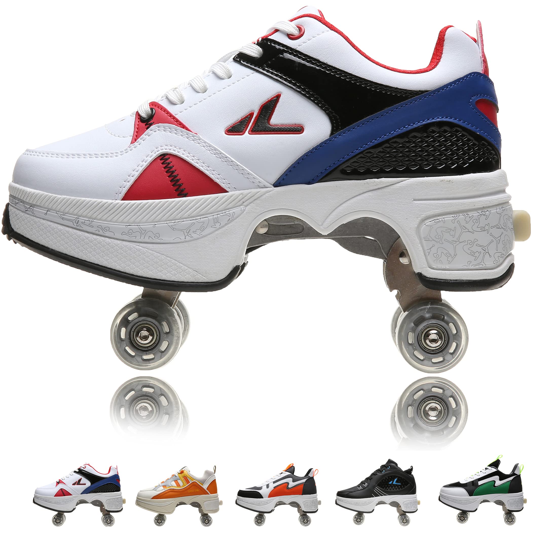 Women's Retractable Roller Skates - Adjustable Outdoor Roller Shoes for Girls & Adults - Convertible Sneakers for Skating, Fitness & Casual Wear