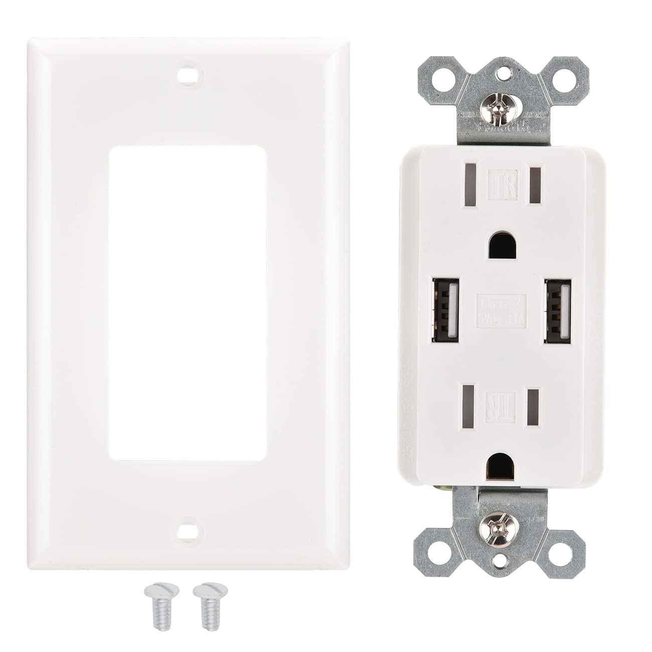 10-Pack White UL Listed USB Wall Outlet with 3.1A Fast Charging Ports & 15A Tamper-Resistant Duplex Receptacles - Perfect for Home, Office, and Hotel Charging Stations (Includes Wall Plates)