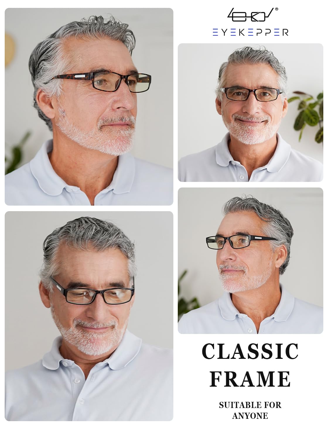 Eyekepper 3 Pack Blue Light Blocking Glasses for Men - Anti Glare Computer Glasses +2.50 Reading Magnification for Office, Gaming & Screen Time Protection