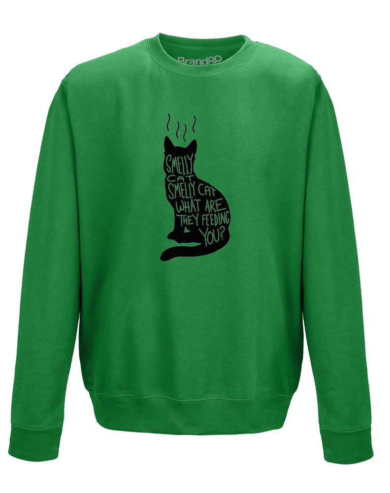 Brand88 - Funny Smelly Cat Printed Sweatshirt for Adults | Cute Cartoon Graphic Pullover | Perfect for Casual Wear, Halloween Costume & Cat Lovers Gifts