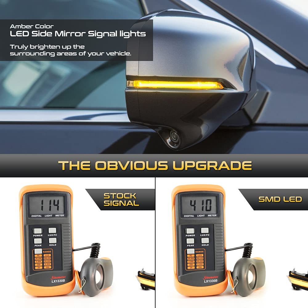 VIPMOTOZ Amber LED Sequential Turn Signal Strips - Side Mirror Indicator Blinker Light Replacement for Honda Accord HR-V CR-V Fit (Driver & Passenger Side) | Enhanced Visibility & Safety for Night Driving