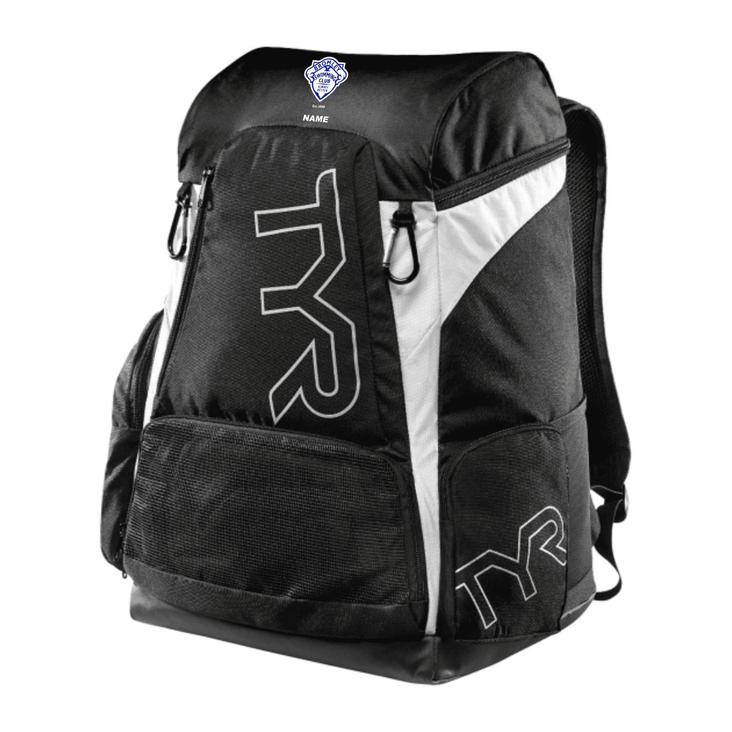 Bromley Swimming Club Team Backpack - Waterproof Sports Bag with Black & White Shield Design - Perfect for Swim Meets, Training & Travel Accessories