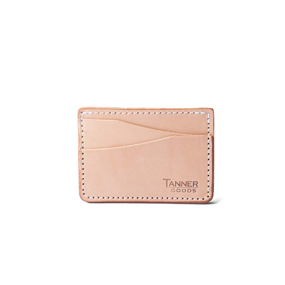 Tanner Goods Journeyman Front Slim 4 Card Wallet - Genuine Natural Tooling Leather for Men | Minimalist RFID Blocking Wallet for Everyday Carry & Travel