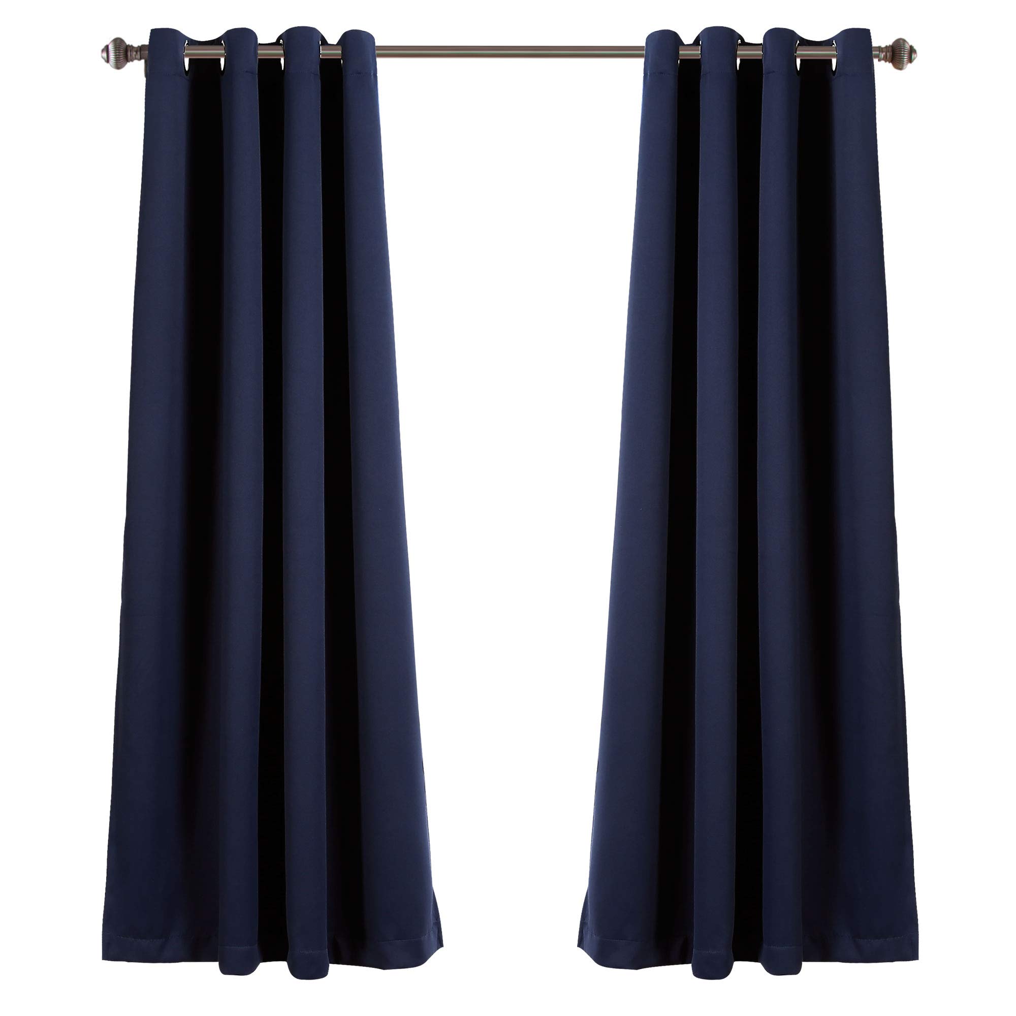 Lush Decor Blackout Curtains 52x63 Navy - Modern Window Panels for Living Room & Bedroom