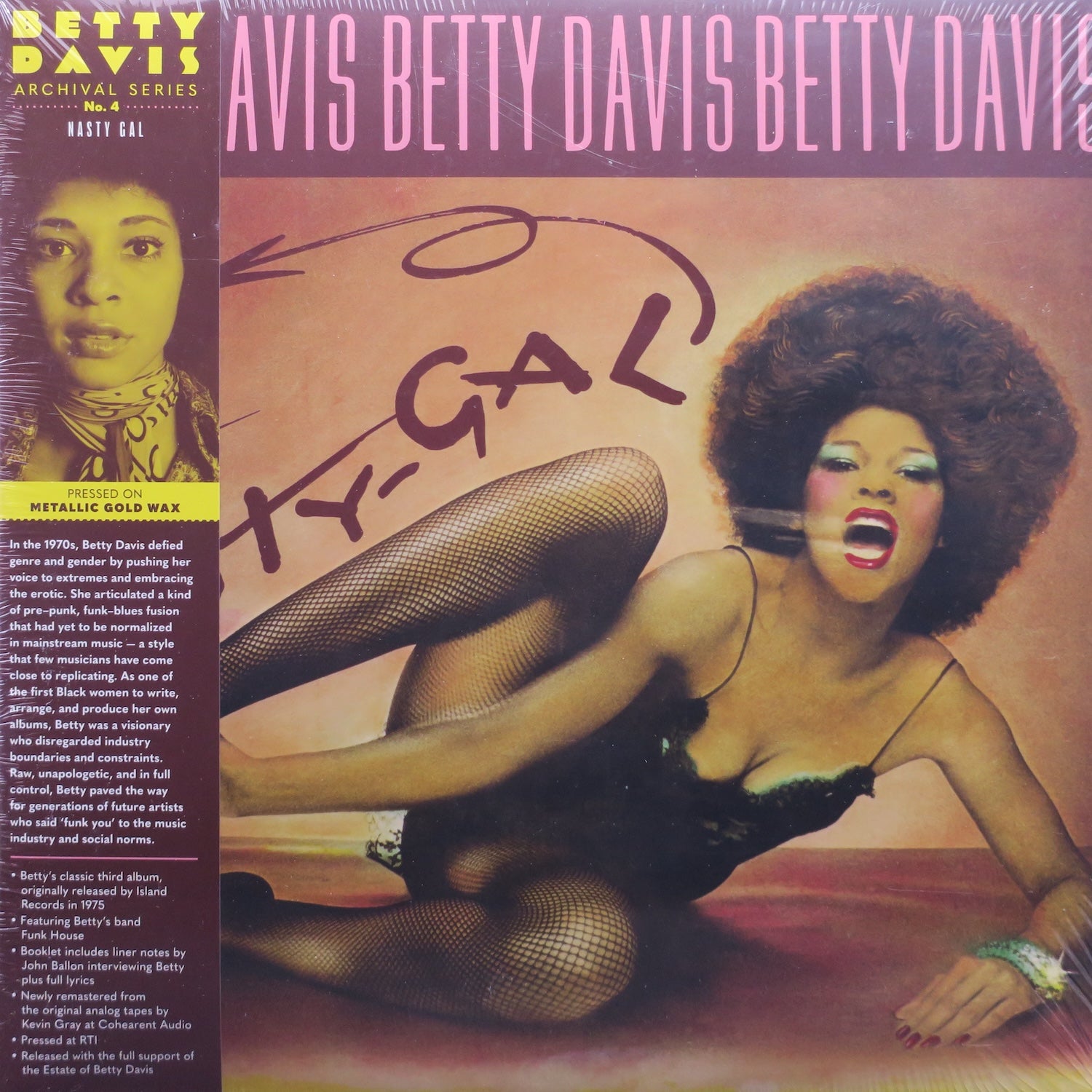 BETTY DAVIS 'Nasty Gal' METALLIC GOLD Vinyl 2LP Record - Limited Edition Collector's Item for Music Enthusiasts & Vintage Vinyl Lovers - Perfect for Home Listening, DJ Sets, and Music Collections