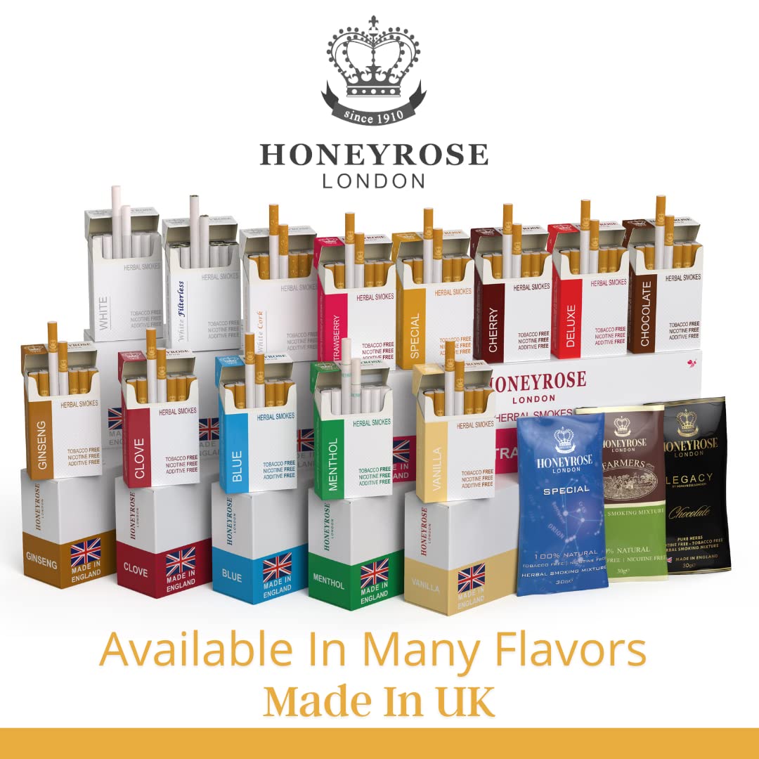 Honeyrose CHOCOLATE Tobacco-Free & Nicotine-Free Herbal Cigarettes – Natural Relaxation for Stress Relief & Social Occasions
