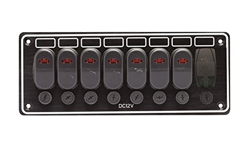 Pactrade Marine Grade Waterproof Aluminum LED Switch Panel with USB Charger - 3.5