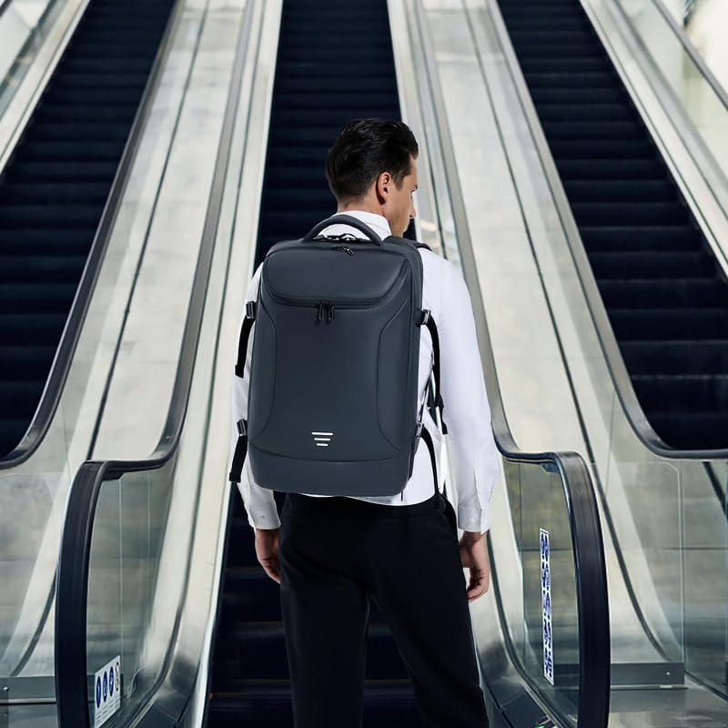 **50L Expandable Travel Backpack for Men - Water Resistant Carry-On Backpack with USB Charging Port & 17.3